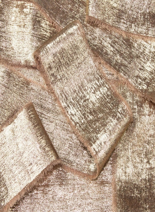 Mlurcu Tan Chiffon Gold Silk Ribbon - 1.5 Inch x 21 Yds, Handmade Fringe Frayed Ribbon for Flower Bouquet, Gift Wrapping, DIY Crafts, Wedding, Bridal Shower - Image 3